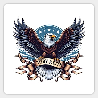 An eagle holds a sign that says Toby Keith Sticker